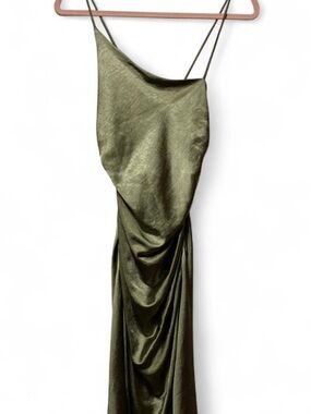Line & Dot Olive Slip Dress with Cowl Neck